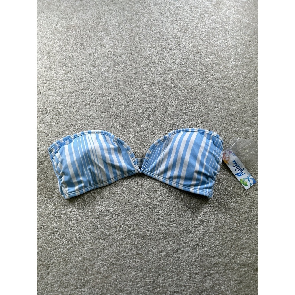 Malibu Women's Swimwear Blue White Stripe Bandeau Top Size XL